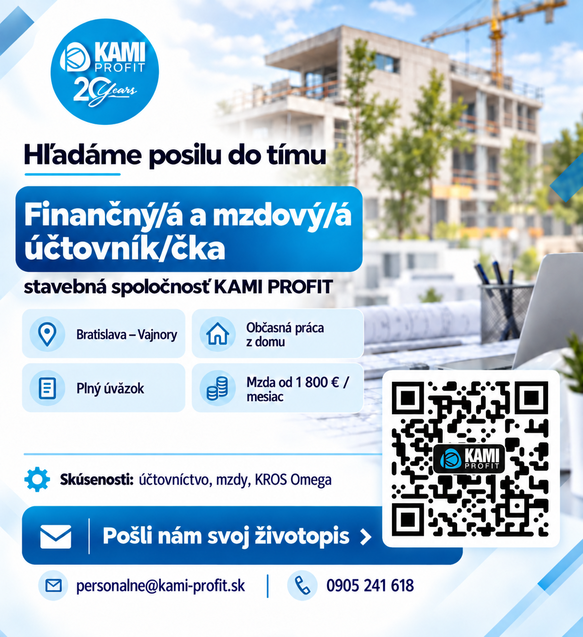 Finančný/á a mzdový/á účtovník/čka – stavebná spoločnosť